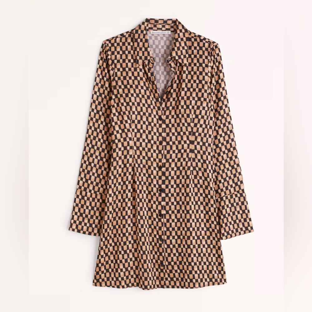 NWT A&F Long Sleeve Satin Shirt Dress